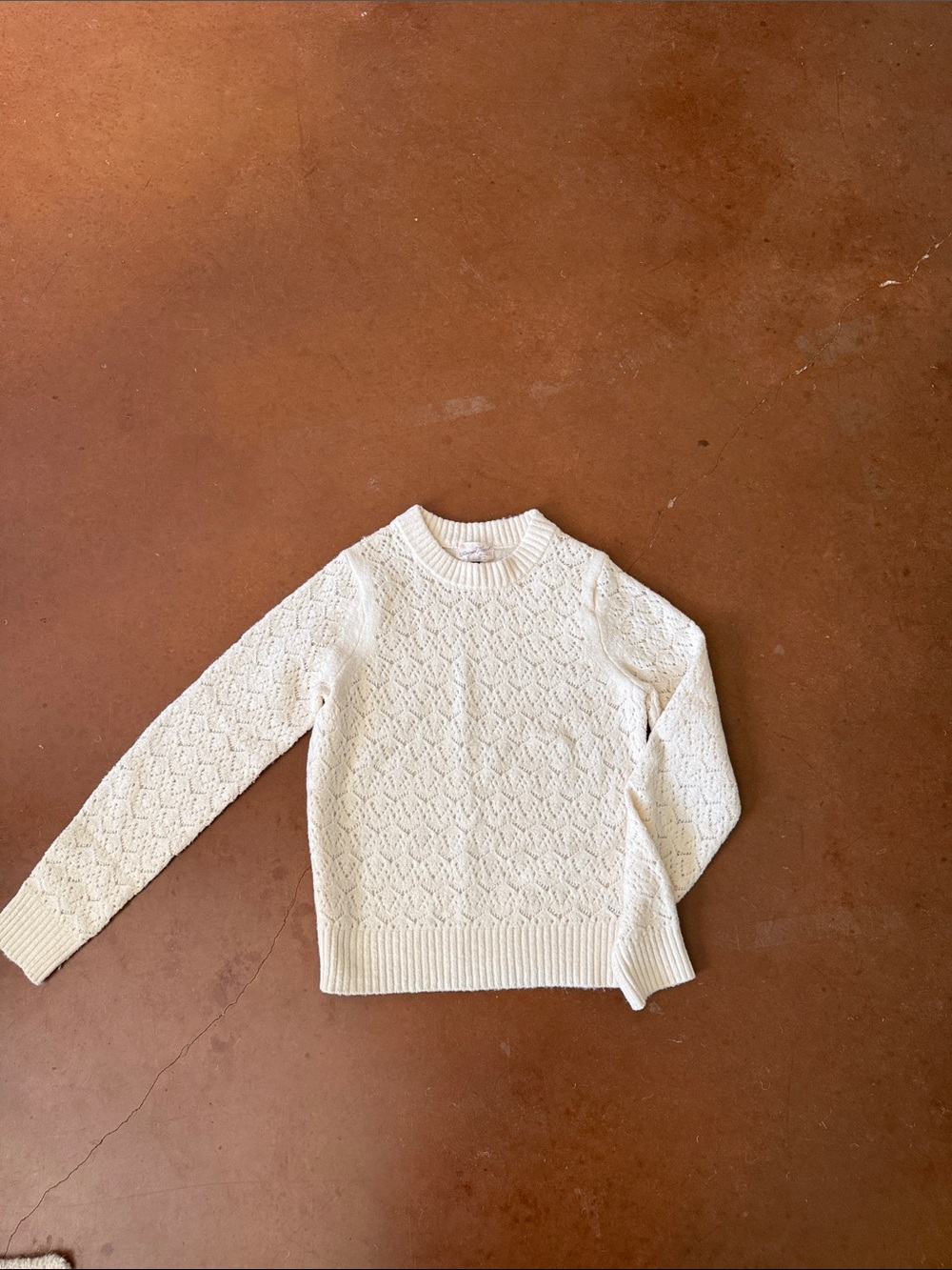 Universal Thread Cream Eyelet-Textured Crewneck Sweater